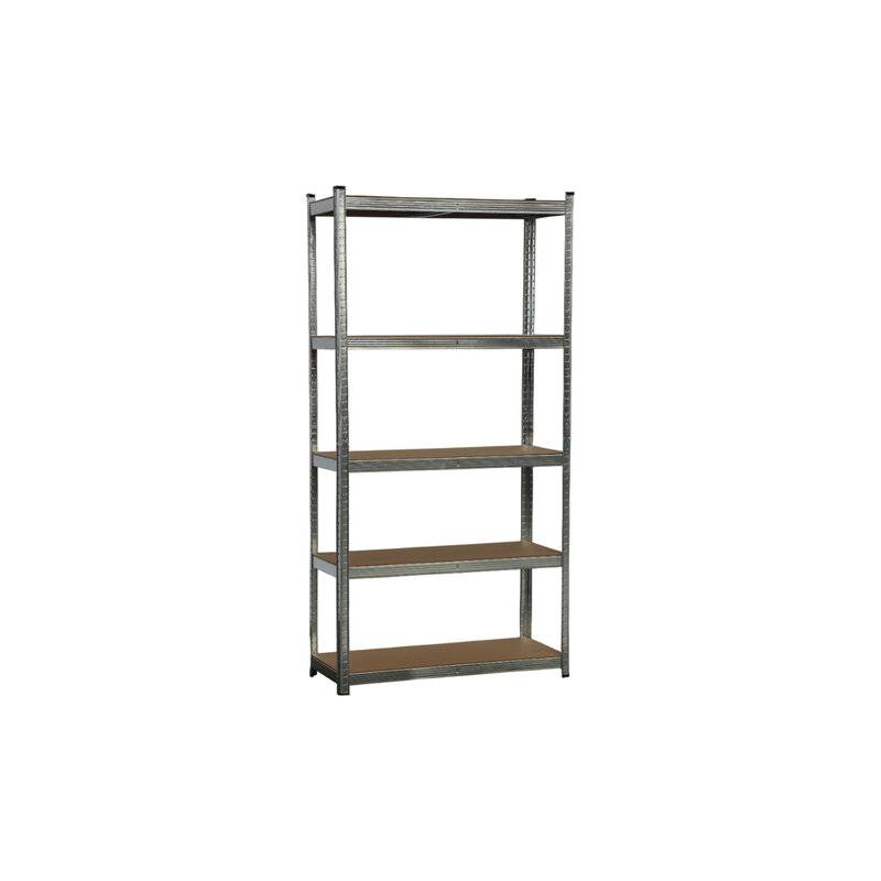 Стеллаж металлический BOOMHOUSE (БУМХАУС) безболтовой, в2000*ш1000*г400мм, 5 полок МДФ, серебристый, 291414 главное фото